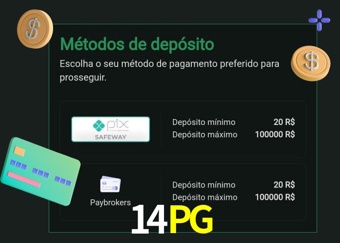 O cassino 14PG oferece uma grande variedade de métodos de pagamento